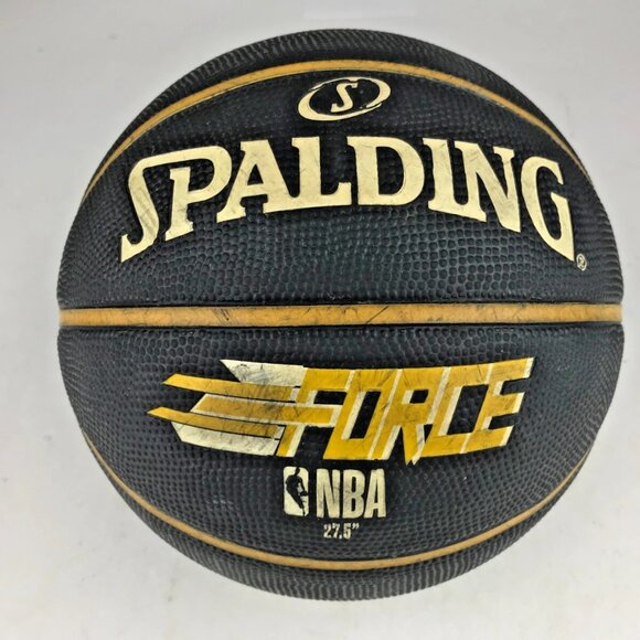 Spalding Force NBA Basketball‎ Indoor Outdoor Rubber Black Yellow Size 5 27.5" - Picture 1 of 6